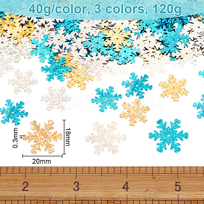 120g 3 Colors Laser Effect Sew On Paillette Beads KY-OC0001-18-1