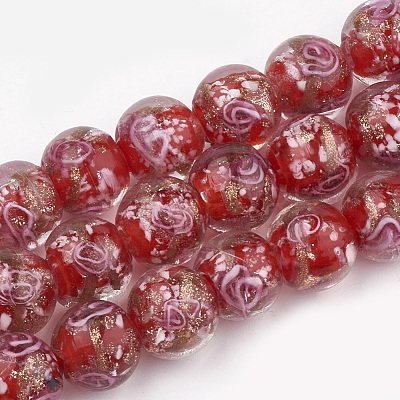 Handmade Gold Sand Lampwork Beads LAMP-T006-08G-1