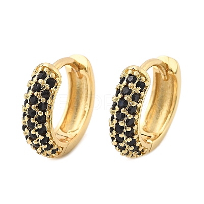 Brass Micro Pave Cubic Zirconia Huggie Hoop Earrings EJEW-R144-004A-NF-1