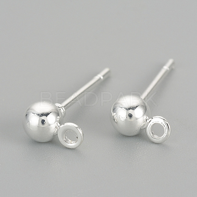 Iron Ball Stud Earring Findings KK-R071-09S-1