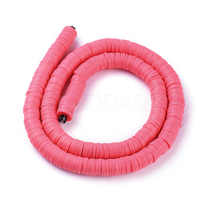 Flat Round Handmade Polymer Clay Beads CLAY-R067-8.0mm-25-1