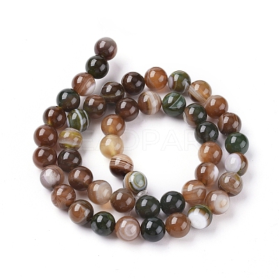 Natural Striped Agate/Banded Agate Beads Strands X-G-G582-8mm-41-1