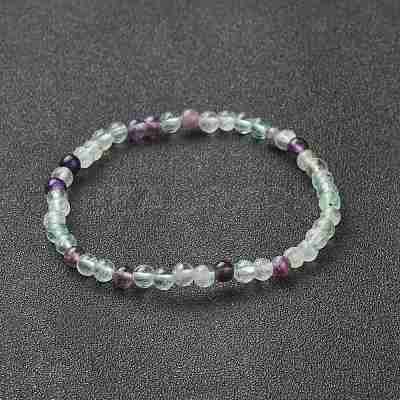 Natural Fluorite Beaded Stretch Bracelets BJEW-D446-A-38-1