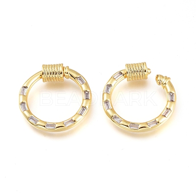 Brass Micro Pave Cubic Zirconia Screw Carabiner Lock Charms KK-M206-18G-01-1