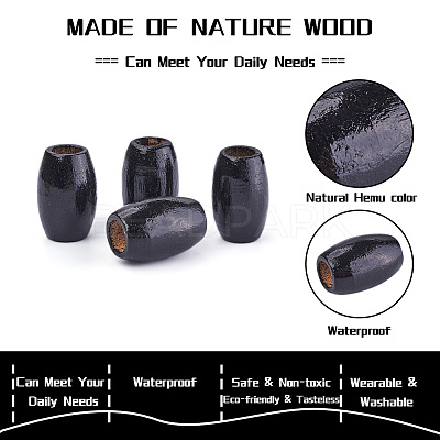 Dyed Barrel Natural Wood Beads WOOD-CD0001-11-1