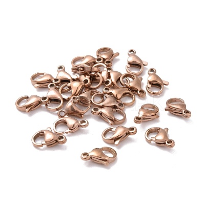 Ion Plating(IP) 304 Stainless Steel Lobster Claw Clasps STAS-H353-F-02RG-1