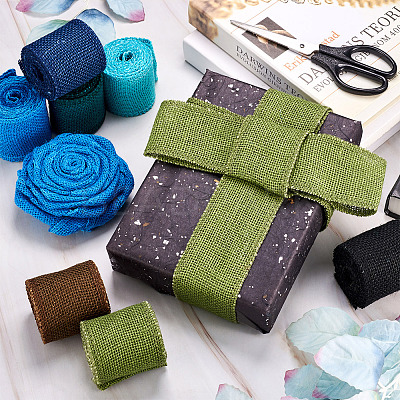 6 Rolls 6 Colors Burlap & Linen Ribbon OCOR-BT0001-03-1