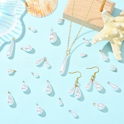 40Pcs 8 Styles ABS Plastic Pearl Pendants FIND-YW0012-01G-1