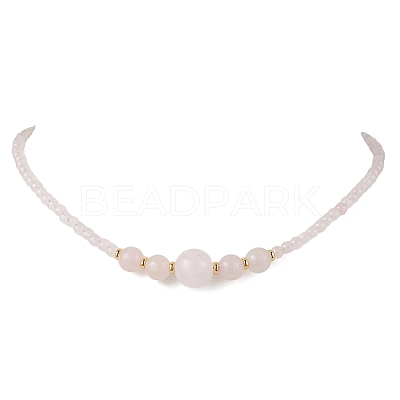 Natural Green Aventurine & Rose Quartz & Larvikite & Lapis Lazuli & Amethyst & Carnelian Round Graduated Beaded Necklaces NJEW-JN05654-1