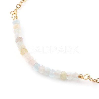 March Birthstone Natural Morganite Beaded Bracelets BJEW-JB06092-03-1
