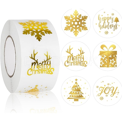 Christmas Theme Adhesive Roll Sticker Labels DIY-S001-07B-1