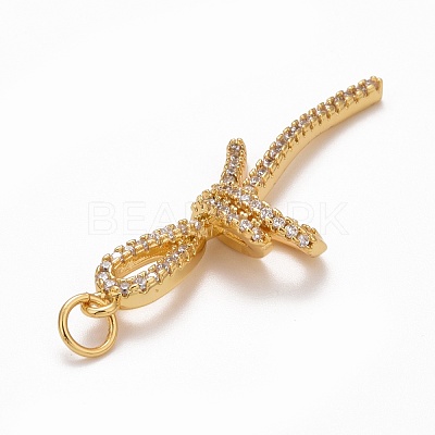 Rack Plating Brass Micro Pave Clear Cubic Zirconia Pendants KK-M229-12G-1