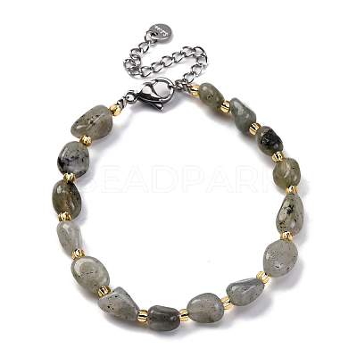 Natural Labradorite Beaded Bracelets for Women G-P563-07P-05-1