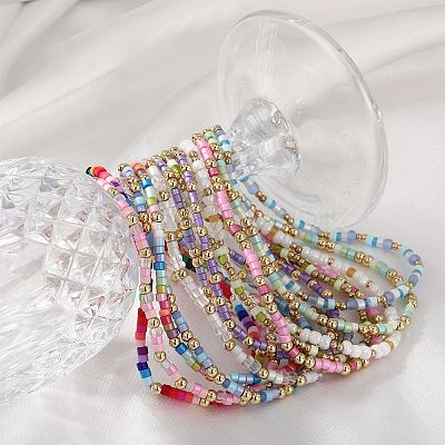 2Pcs 2 Styles Glass Seed Beads Stretch Bracelet Sets BJEW-SW001591-1