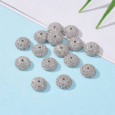 Apetalous Half Round/Dome Brass Micro Pave Cubic Zirconia Bead Caps ZIRC-D062-P-1