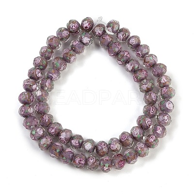 Handmade Gold Sand Lampwork Beads Strands LAMP-R141-10mm-25-1