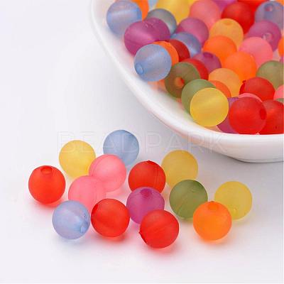 Mixed Color Frosted Round Shaped Transparent Acrylic Beads X-PL582M-1