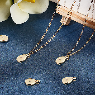 12Pcs Brass Micro Pave Clear Cubic Zirconia Pendants ZIRC-BBC0003-70-1