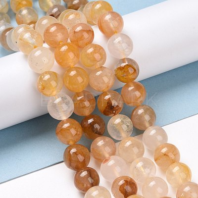 Natural Yellow Hematoid Quartz/Golden Healer Quartz Beads Strands G-E571-05B-1