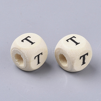 Printed Natural Wood Beads WOOD-T026-001T-1