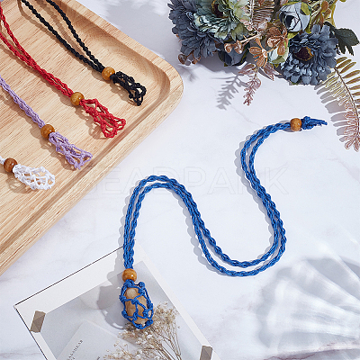 6Pcs 6 Colors Waxed Cord Macrame Pouch Necklace Making for Gemstone Nuggets MAK-ME0001-03-1