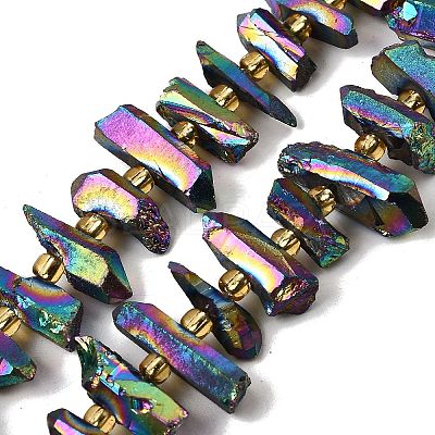 Electroplate Natural Quartz Crystal Beads Strands G-F800-B13-1