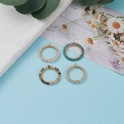 Natural Mixed Gemstone Pendants PALLOY-JF00590-1