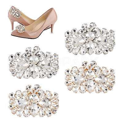 4Pcs 2 Colors Detachable Flower Shoe Decoration AJEW-GO0001-95-1