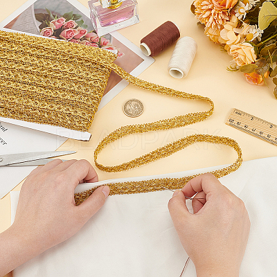 Polyester Braided Metallic Lace Trim SRIB-WH0011-180B-01-1