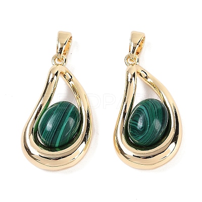 Synthetic Malachite Teardrop Pendants KK-U043-39G-01-1