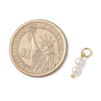 Natural Cultured Freshwater Pearl Round Beaded Charms PALLOY-JF04308-1