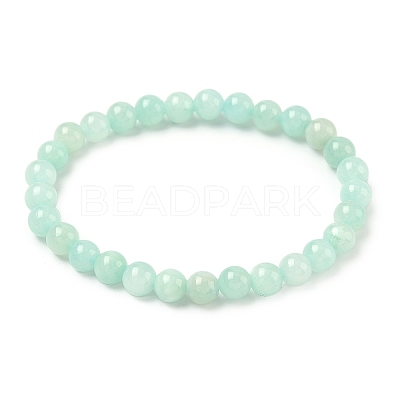 Natural Yellow Jade Beaded Stretch Bracelet BJEW-P209-26-6mm-1