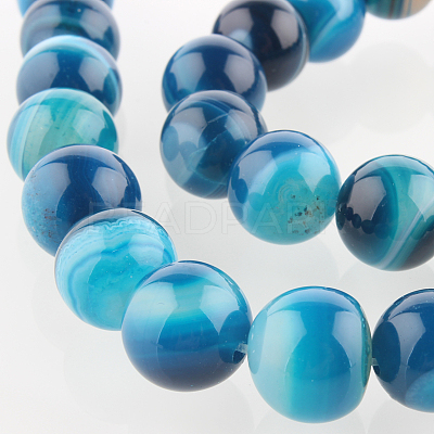Natural Striped Agate/Banded Agate Round Bead Strands G-E234-10-1