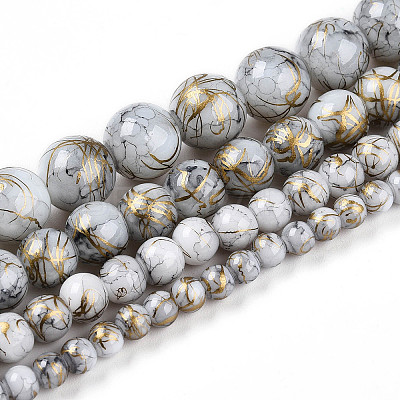 Baking Paint Glass Beads Strands DGLA-N003-6mm-B01-1