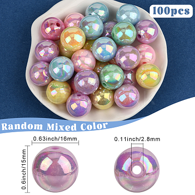 100Pcs Opaque Acrylic Beads OACR-PA0001-31C-1