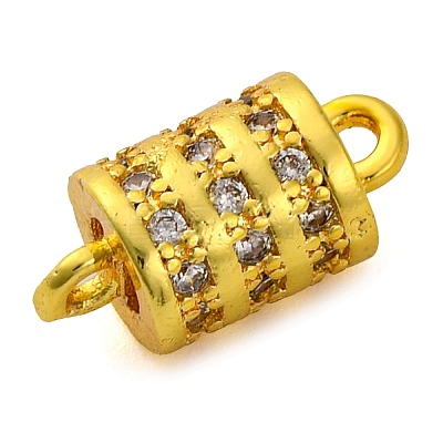 Brass Micro Pave Clear Cubic Zirconia Hollow Column Connector Charms KK-A230-05D-G-1