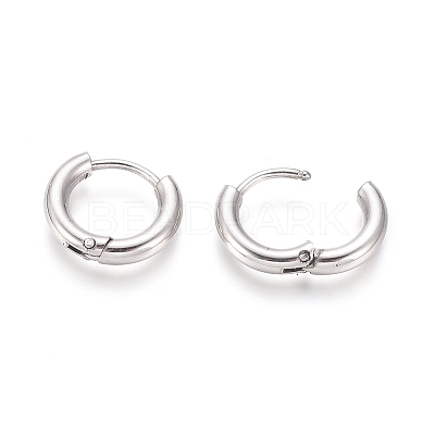 Tarnish Resistant 202 Stainless Steel Huggie Hoop Earrings A-EJEW-F111B-13mm-P-1
