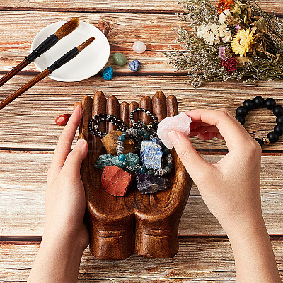 Wooden Buddha Hand Display Decorations AJEW-WH0304-38-1