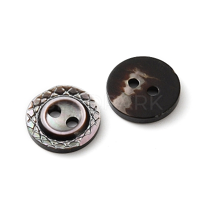 Natural Black Lip Shell Flat Round Buttons with Carved Rim SH-CBA18B6-02B-06-1