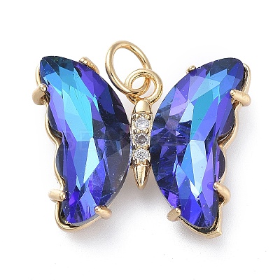 Brass Micro Pave Clear Cubic Zirconia Pendant ZIRC-P079-B02-09-1