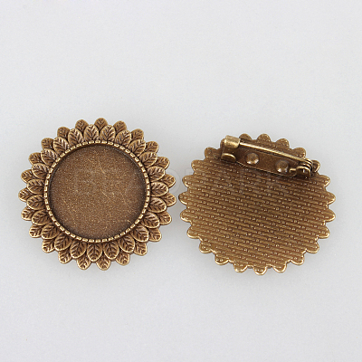 Vintage Alloy Brooch Cabochon Bezel Settings PALLOY-N0085-38AB-NF-1