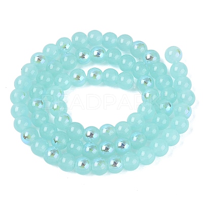 Electroplate Imitation Jade Glass Beads Strands EGLA-Q132-6MM-01B-06-1