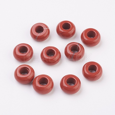 Natural Red Jasper European Beads G-G740-12x6mm-04-1