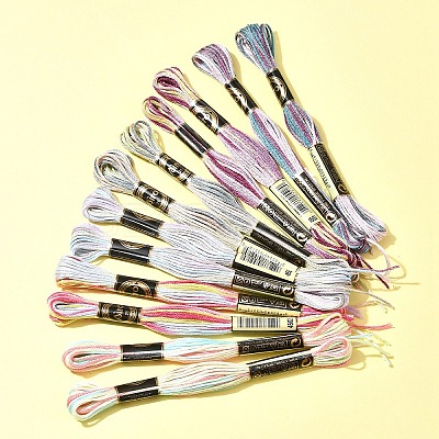 12 Skeins 6 Colors 6-Ply Polyester Embroidery Floss OCOR-FS0001-01B-03-1
