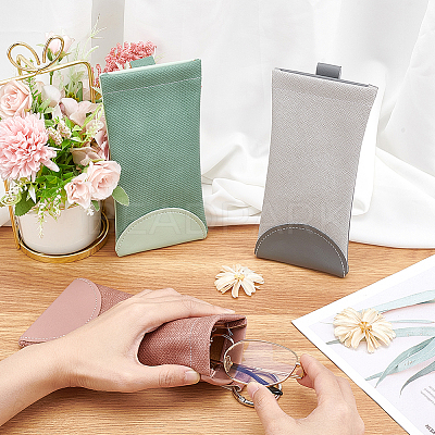 AHADEMAKER 3Pcs 3 Colors PU Imitation Slip-in Leather Glasses Case AJEW-GA0005-25-1