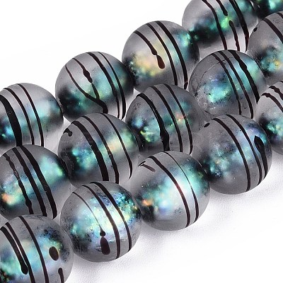 Frosted Handmade Foil Glass Beads Strands FOIL-Q002-02B-1