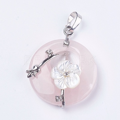 Natural Rose Quartz Pendants G-F546-A10-1