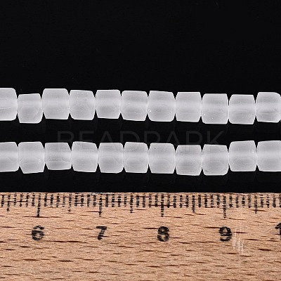 Transparent Frosted Glass Beads Strands GLAA-N072-01A-A01-1