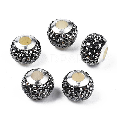 Handmade Polymer Clay Rhinestone European Beads RB-N053-001-04-1