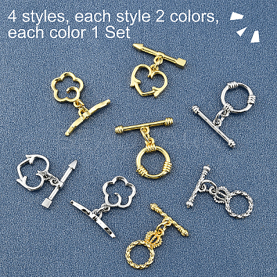 8Set 4 Style Brass Toggle Clasps KK-PH0001-88-1
